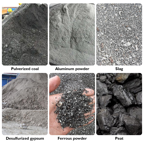Raw materials and final products of Roller press machine