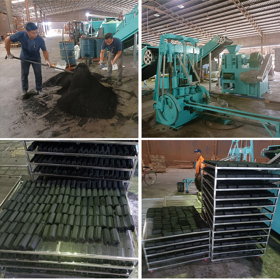 Honeycomb briquette machine in customer factory