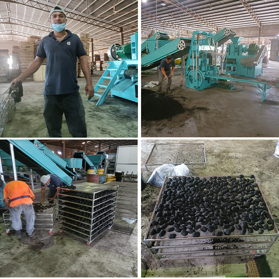 Charcoal briquette machine in customer factory